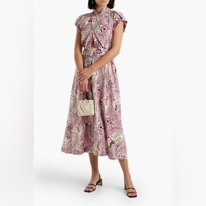 NWT Derek Lam 10 Crosby Celeste Wrap-Effect Cutout Linen-Blend Midi Dress SIZE 6
